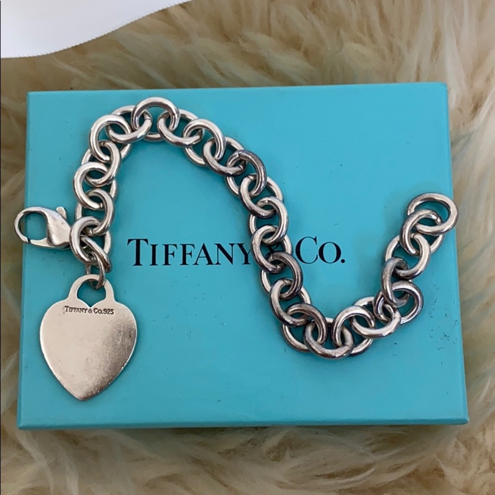 Authentic Tiffany & Co. Silver Heart Charm Bracelet